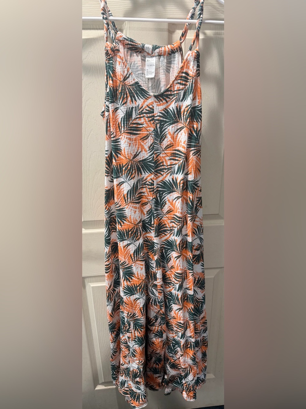 Serra Tropical Leaf Maxi Dress - Orange & Green
